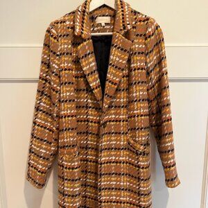 SKIES ARE BLUE Brown Plaid Jacket. Women's Small.